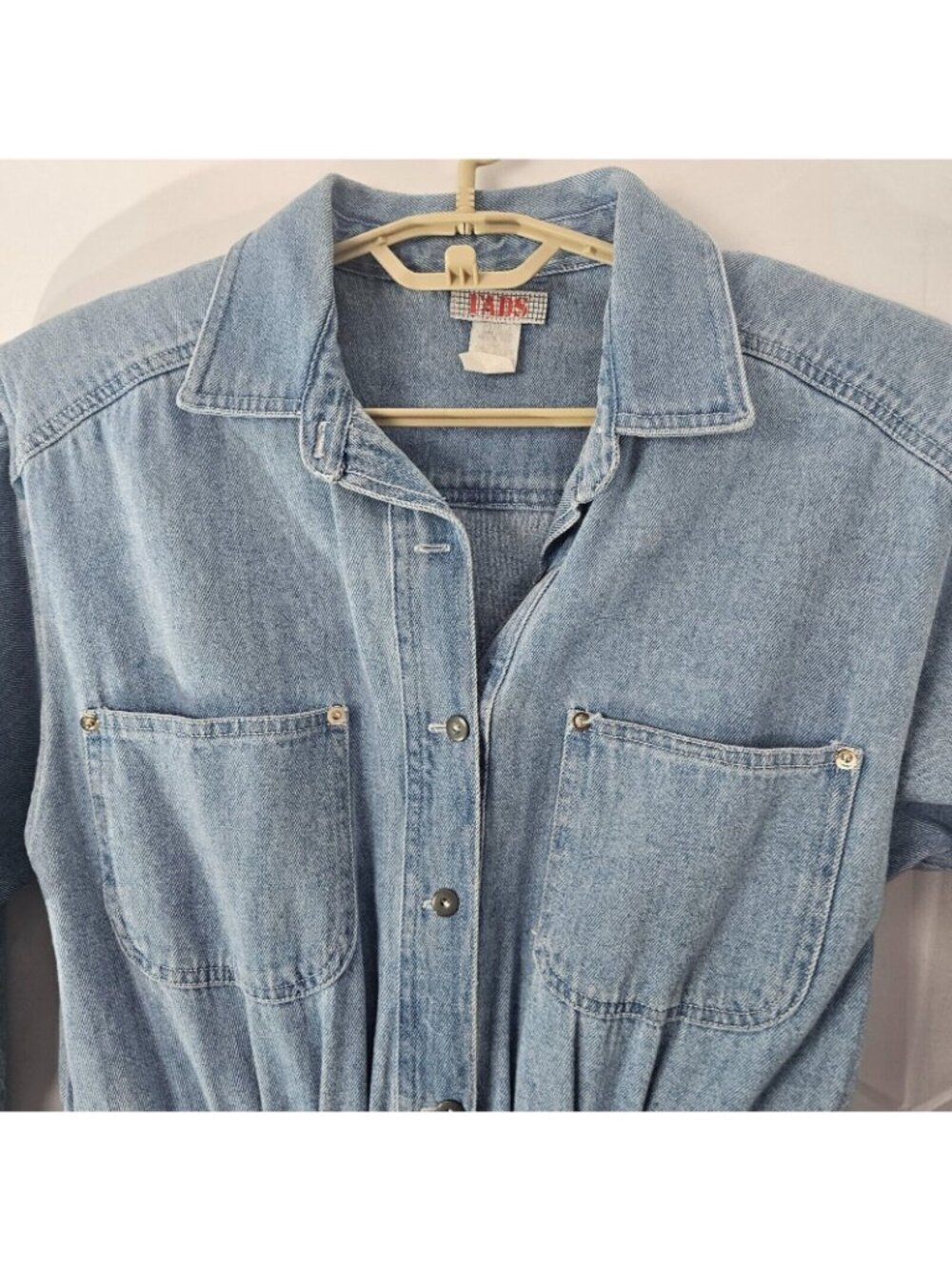 Vintage Fads Midi Jean Dress Womens 8 Denim Button Up Long Sleeve Pocket Collar - Picture 7 of 8